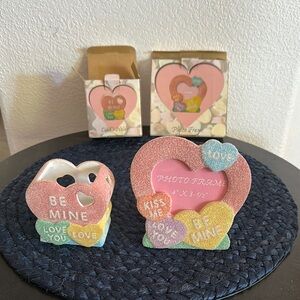 NEW Heart-Shaped Photo Frame and Candle Holder Set